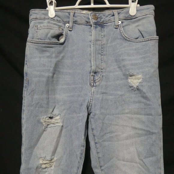 FOREVER 21 | size 30 | Damaged / Distressed | Faded Blue Denim | Button Fly - Picture 3 of 16